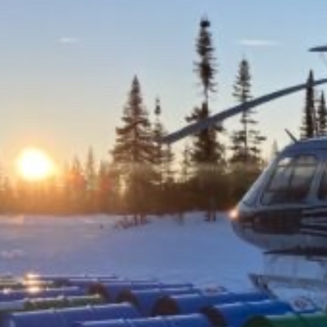 Sunset Snow Helicopter